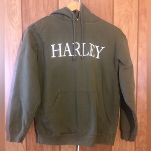 Anvil Sustainable hooded sweatshirt. Harley name. Army Green. Size Medium